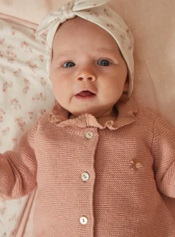 Coat, Cardigan-Sergent Major Antique pink vest in moss stitch