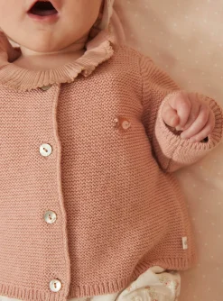 Coat, Cardigan-Sergent Major Antique pink vest in moss stitch