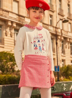 Skirt, Shorts-Sergent Major Barbapapa pink and red houndstooth print skort