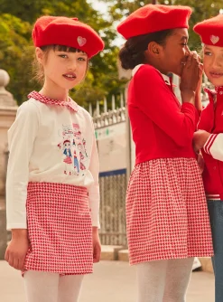 Skirt, Shorts-Sergent Major Barbapapa pink and red houndstooth print skort