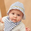 Hat, Mittens-Sergent Major Beanie hat in striped terry towelling