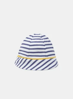 Hat, Mittens-Sergent Major Beanie hat in striped terry towelling