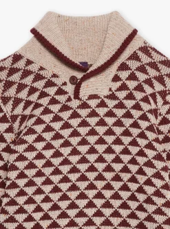 Knitwear, Sweater, Cardigan-Sergent Major Beige and brown jacquard sweater