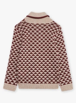 Knitwear, Sweater, Cardigan-Sergent Major Beige and brown jacquard sweater