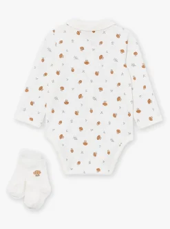 Suits And Ensembles-Sergent Major Beige and white pants, bodysuit and socks set