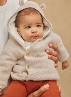 Coat, Cardigan-Sergent Major Beige knit hooded jacket