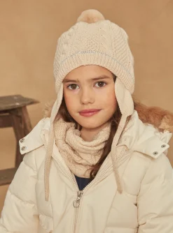 Beany, Scarf, Gloves-Sergent Major Beige knitted cap with pompon