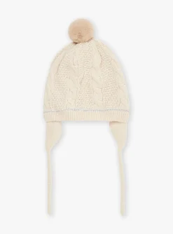 Beany, Scarf, Gloves-Sergent Major Beige knitted cap with pompon