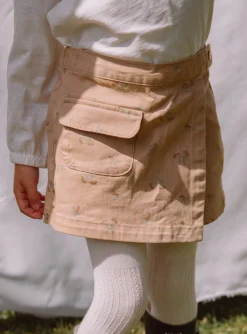 Skirt, Shorts-Sergent Major Beige skort with sequined floral print