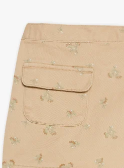 Skirt, Shorts-Sergent Major Beige skort with sequined floral print