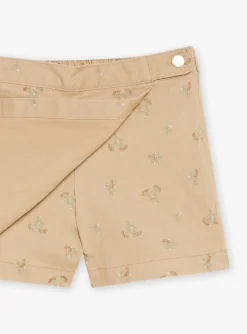 Skirt, Shorts-Sergent Major Beige skort with sequined floral print