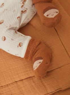 Suits And Ensembles-Sergent Major Beige top, ecru leggings and caramel socks