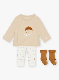 Suits And Ensembles-Sergent Major Beige top, ecru leggings and caramel socks