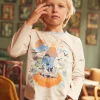 T-shirt, Polo Shirt-Sergent Major Beige t-shirt with prehistoric animal motif