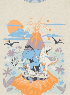 T-shirt, Polo Shirt-Sergent Major Beige t-shirt with prehistoric animal motif
