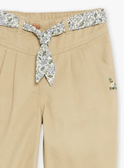 Trousers, Jeans And Legging-Sergent Major Beige twill carrot pants