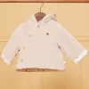 Coat, Cardigan-Sergent Major Beige velvet hooded baby jacket