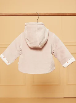 Coat, Cardigan-Sergent Major Beige velvet hooded baby jacket