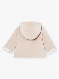 Coat, Cardigan-Sergent Major Beige velvet hooded baby jacket