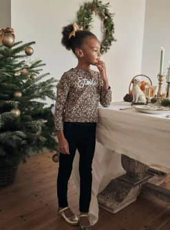 Trousers, Jeans And Legging-Sergent Major Black velvet sequined leggings