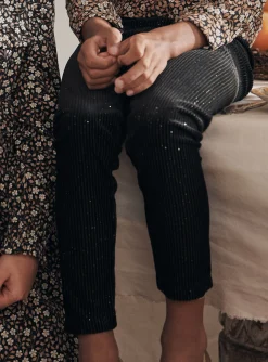 Trousers, Jeans And Legging-Sergent Major Black velvet sequined leggings