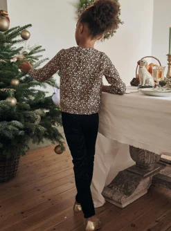 Trousers, Jeans And Legging-Sergent Major Black velvet sequined leggings