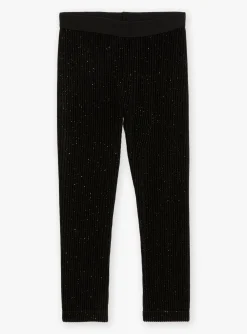 Trousers, Jeans And Legging-Sergent Major Black velvet sequined leggings