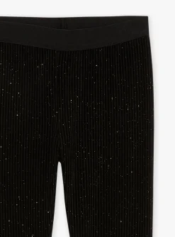 Trousers, Jeans And Legging-Sergent Major Black velvet sequined leggings
