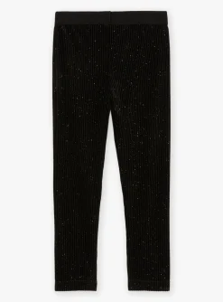Trousers, Jeans And Legging-Sergent Major Black velvet sequined leggings