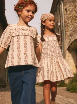 Shirt, T-shirt-Sergent Major Blouse with a flower-patterned ruffle