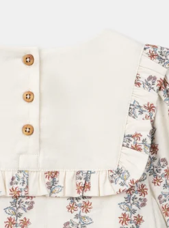 Shirt, T-shirt-Sergent Major Blouse with a flower-patterned ruffle