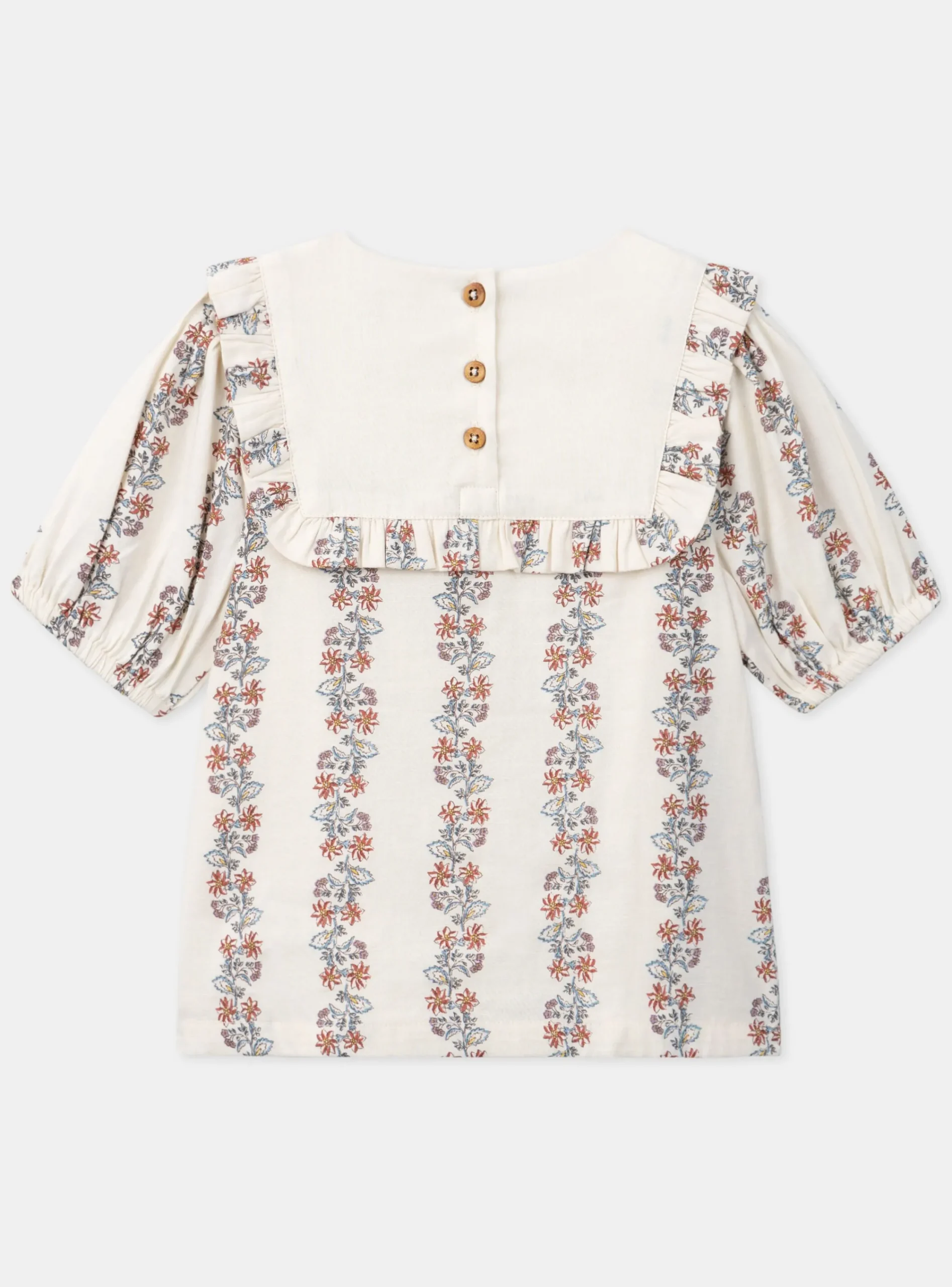 Shirt, T-shirt-Sergent Major Blouse with a flower-patterned ruffle
