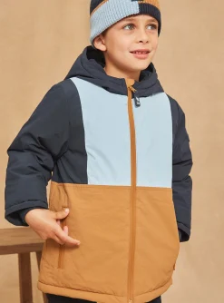 Coat, Parka, Jacket-Sergent Major Blue and beige reflective hooded parka