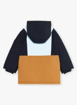 Coat, Parka, Jacket-Sergent Major Blue and beige reflective hooded parka