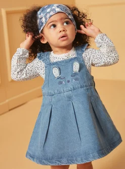 Romper, Jumpsuit & Outfit | Romper, Jumpsuit & Outfit-Sergent Major Blue and ecru bodysuit and pinafore dress set