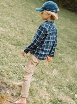 Shirt-Sergent Major Blue and emerald green plaid shirt