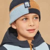 Beany, Scarf & Gloves-Sergent Major Blue and hazelnut knitted hat