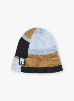 Beany, Scarf & Gloves-Sergent Major Blue and hazelnut knitted hat
