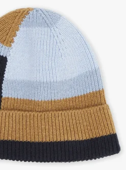 Beany, Scarf & Gloves-Sergent Major Blue and hazelnut knitted hat