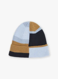 Beany, Scarf & Gloves-Sergent Major Blue and hazelnut knitted hat