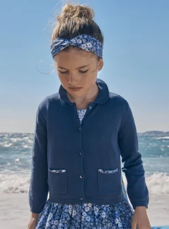 Knitwear, Sweater, Cardigan-Sergent Major Blue cardigan in jersey knit