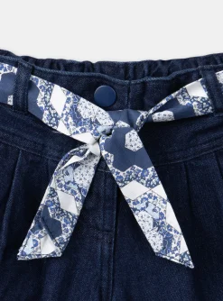 Trousers, Jeans And Legging-Sergent Major Blue carrot jeans with floral print belt