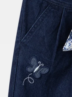 Trousers, Jeans And Legging-Sergent Major Blue carrot jeans with floral print belt