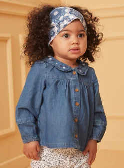 T-shirts & Shirts | T-shirts & Shirts-Sergent Major Blue denim blouse with ruffled collar