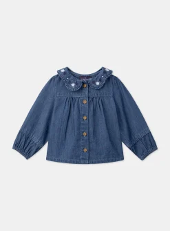 T-shirts & Shirts | T-shirts & Shirts-Sergent Major Blue denim blouse with ruffled collar
