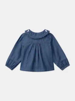 T-shirts & Shirts | T-shirts & Shirts-Sergent Major Blue denim blouse with ruffled collar