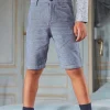 Bermuda Shorts-Sergent Major Blue embroidered Bermuda shorts