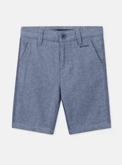 Bermuda Shorts-Sergent Major Blue embroidered Bermuda shorts