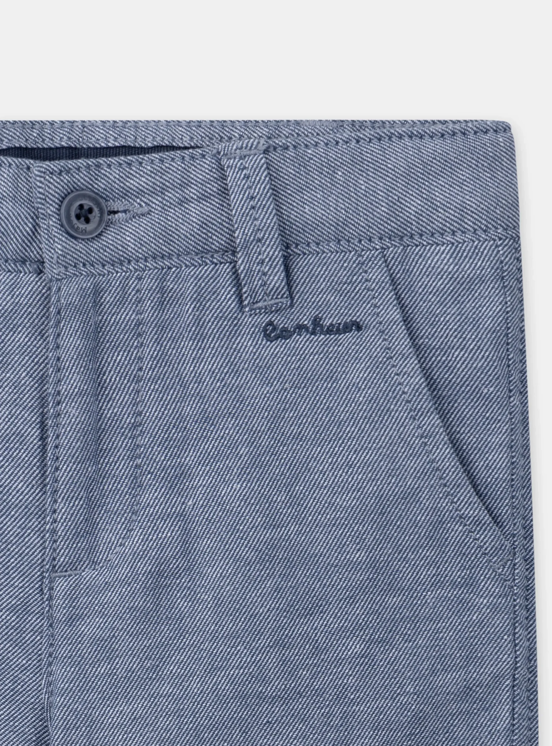 Bermuda Shorts-Sergent Major Blue embroidered Bermuda shorts