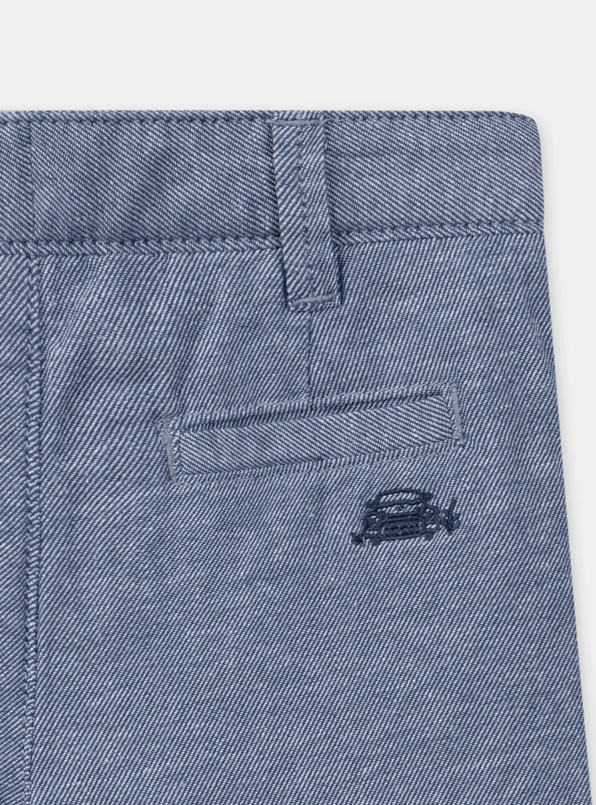 Bermuda Shorts-Sergent Major Blue embroidered Bermuda shorts
